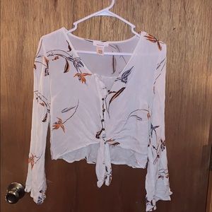 Floral Tie Front Blouse